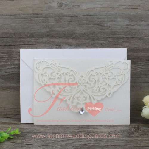 50pcs Unique Laser Cut Wedding Invitation Cards in White